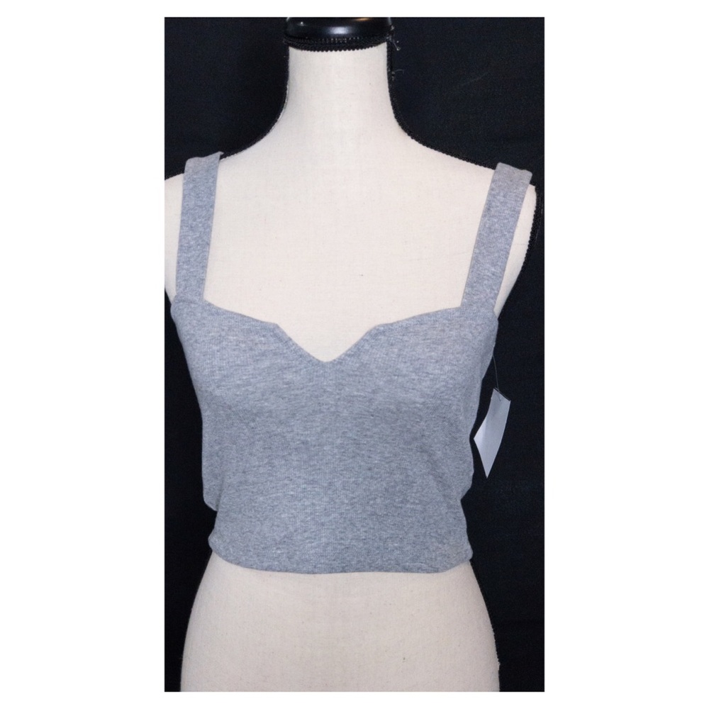NWT Lime Blue Gray Sleeveless Crop Top